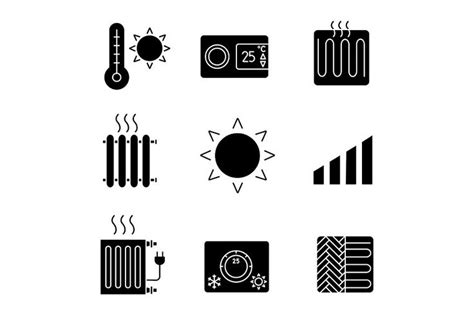 Air Conditioning Glyph Icons Set