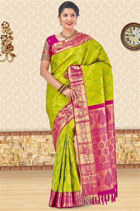 Buy Green Zari Woven Kanchipuram Silk Saree Saree Online Kanjivaram