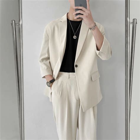 Men Korean Streetwear Fashion Loose Casual Suit Jacket Blazers Man