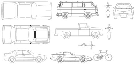 Car cycle and other automobile dwg autocad drawing . - Cadbull