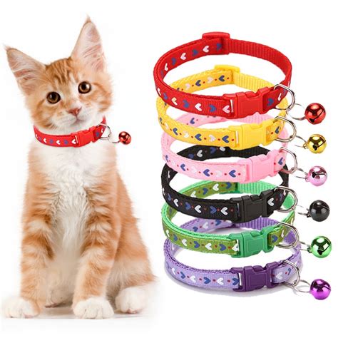 lindo corazón impresión mascota campana collar ajustable para cachorro