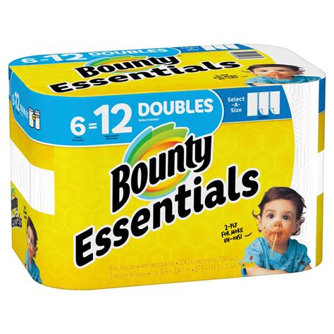 Bounty Essentials Select A Size White Paper Towels 6 Double Rolls