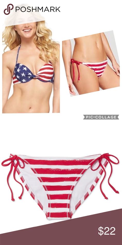 Nwot Xhilaration American Flag Bikini Set Size M American Flag Bikini