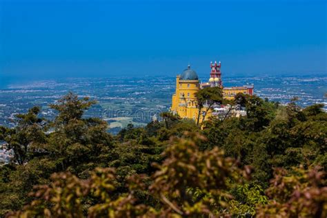 The Pena Palace Seen from the Gardens of Pena Park at the Municipality of Sintra Editorial Image ...