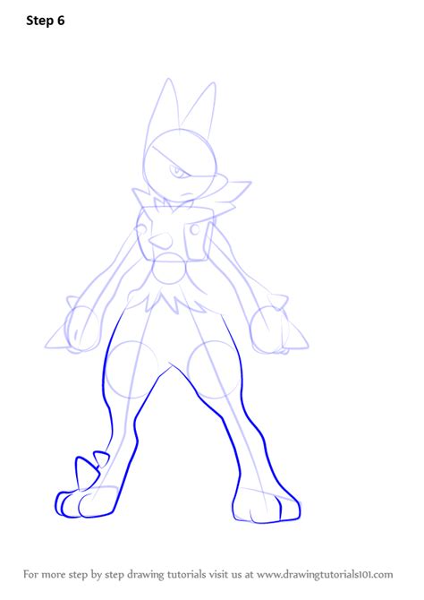 Learn How To Draw Mega Lucario From Pokemon Pokemon Step By Step