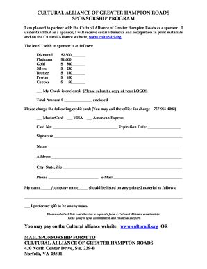 Fillable Online Sponsorship Application Form Fax Email Print