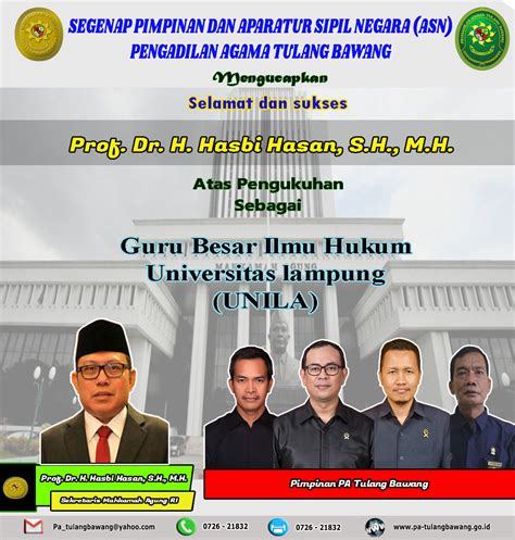 Ucapan Selamat Kepada Prof Dr H Hasbi Hasan S H M H