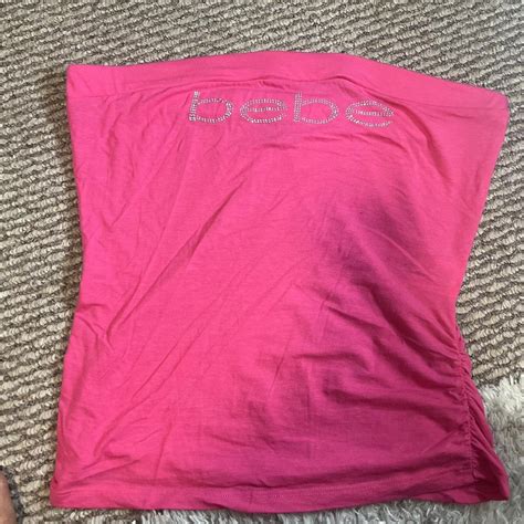 Hot Pink Bebe Tube Top Barely Worn Crystallized Depop