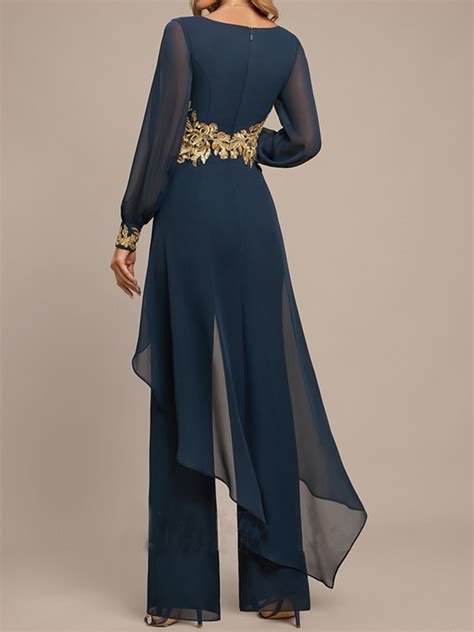 Chiffon V Neck Evening Elegant Jumpsuit | zolucky