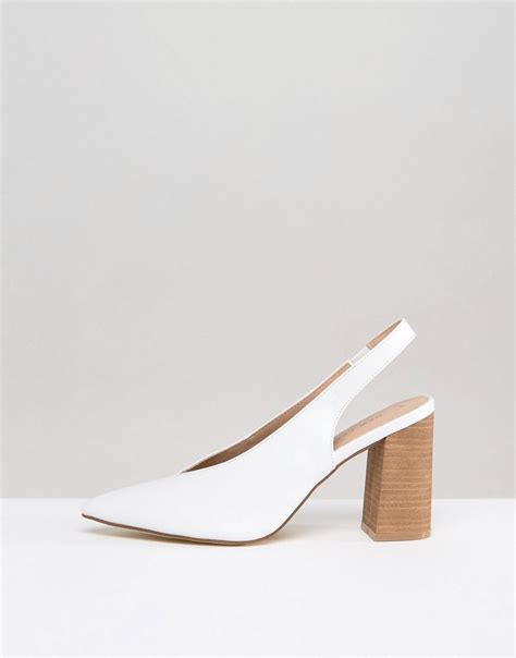 New Look Slingback Block Heel In White Lyst