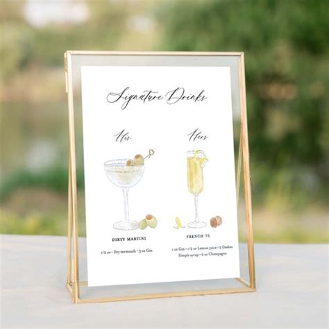 Signature Cocktail Sign 8x10 Instant Download Signature - Etsy