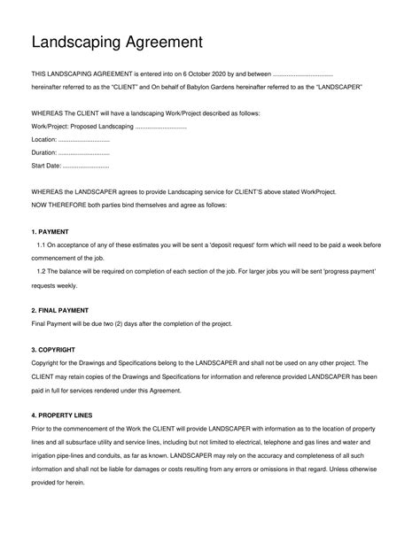 Free Printable Landscaping Contract Templates [PDF, Word, Excel]