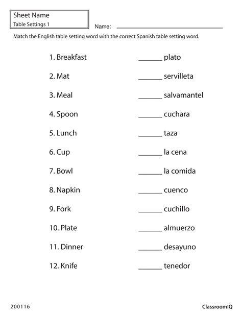 Free Printable Spanish Worksheets For Beginners