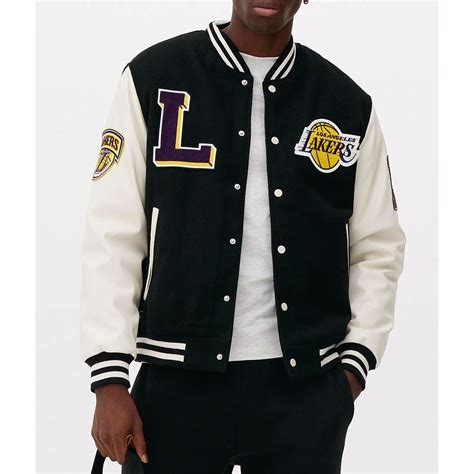 Black White Wool Leather Nba La Lakers Varsity Jacket Jackets Masters