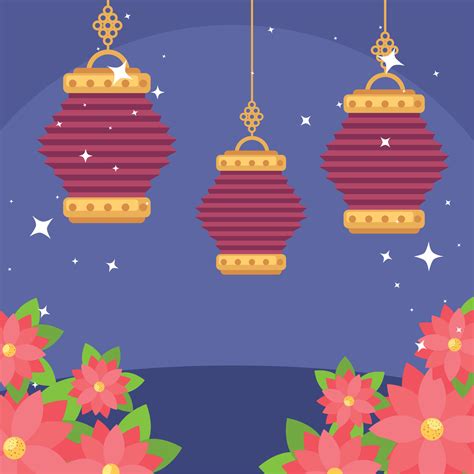 chinese moon festival lanterns 11264557 Vector Art at Vecteezy