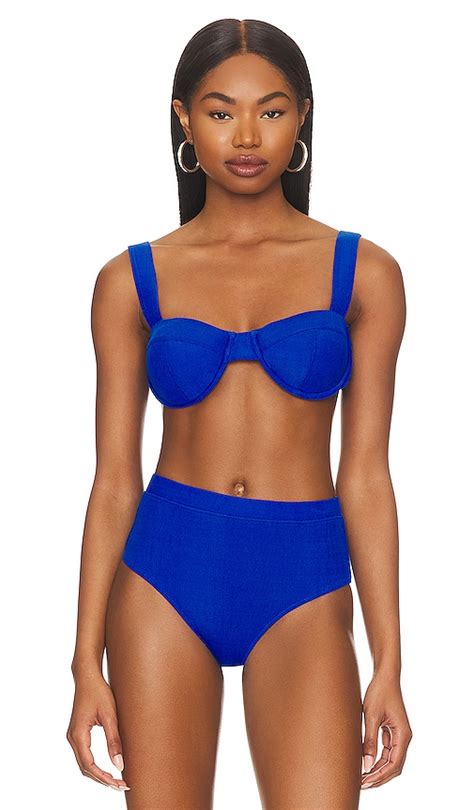Solid Striped Lilo Bikini Top In Azure Revolve