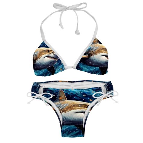 Starry Shark Bikini Set Swim Suit Detachable Sponge Adjustable Strap