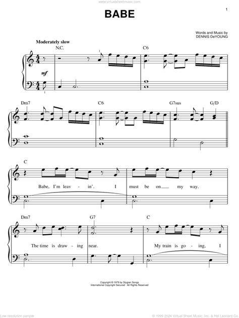 Babe Sheet Music For Piano Solo Pdf Interactive
