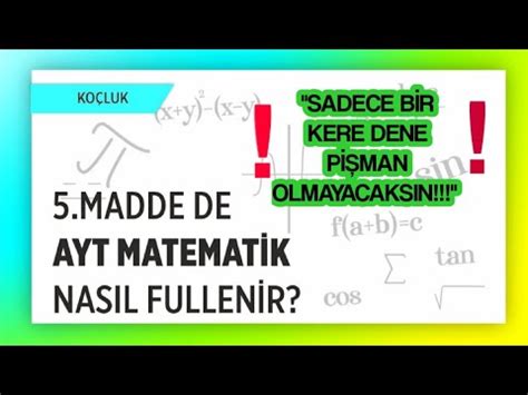 5 MADDE DE AYT MAT NASIL FULLENİR 5 AY KALA AYT MAT ÇALIŞMAK YouTube