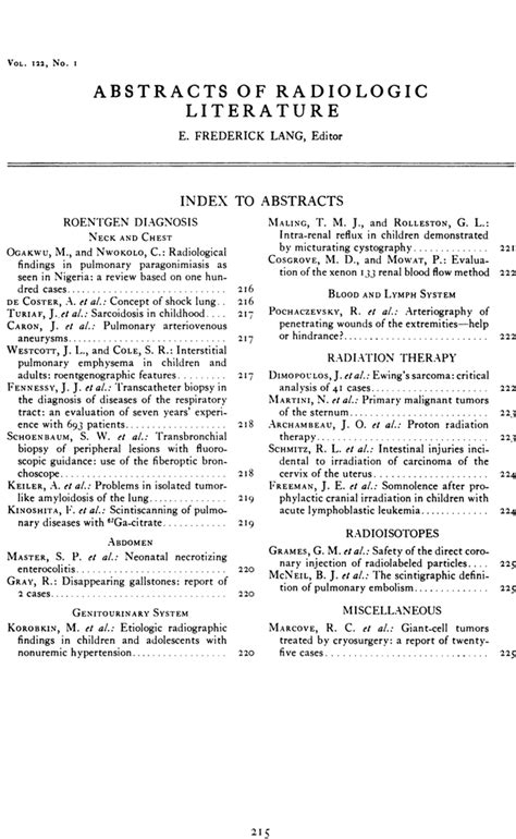 Abstracts Of Radiologic Literature Ajr