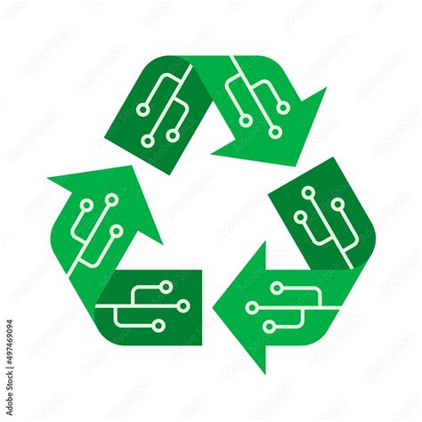 Vecteur Stock E Waste Recycling Concept Recycle Sign With Microchip