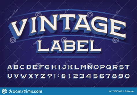 Old Label Alphabet Font Vintage Letters And Numbers Cartoon Vector