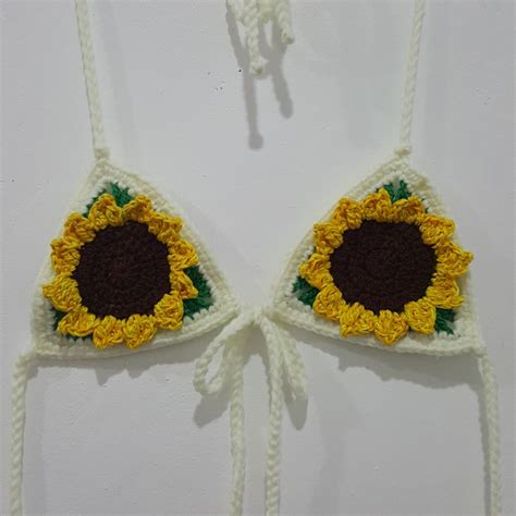 Sunflower Bikini Crochet Top Women S Fashion Swimwear Bikinis Swimsuits On Carousell
