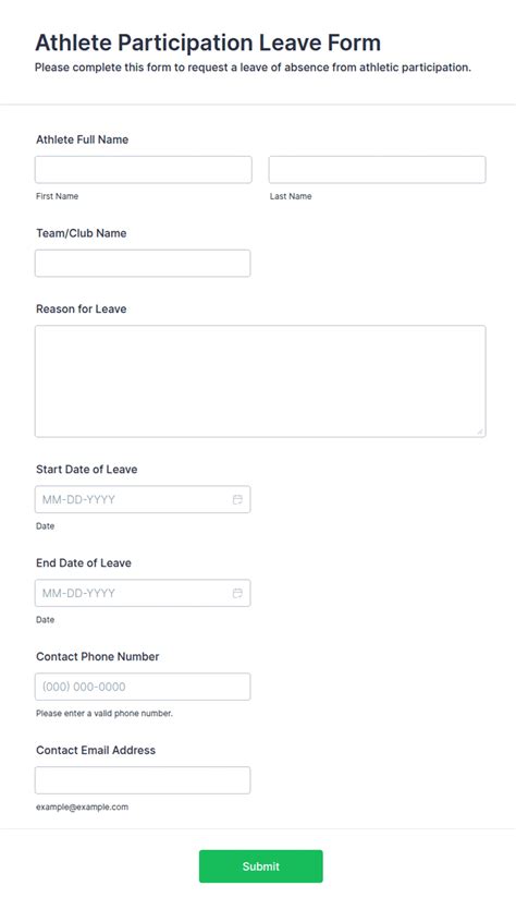 athlete participation leave form template jotform