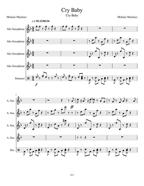 Melanie Martinez Cry Baby Sheet Music For Alto Saxophone Percussion