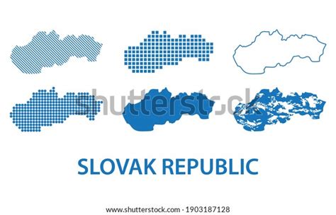 Map Slovak Republic Vector Set Silhouettes Stock Vector Royalty Free