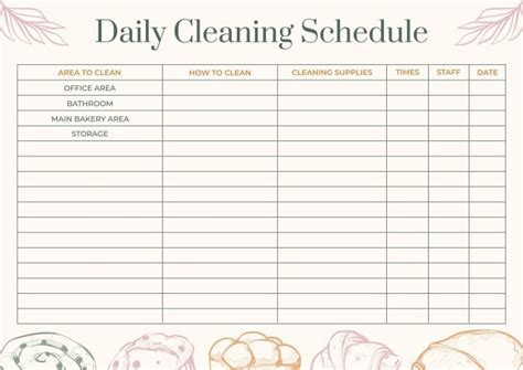 Free Bakery Cleaning Schedule Templates Wepik