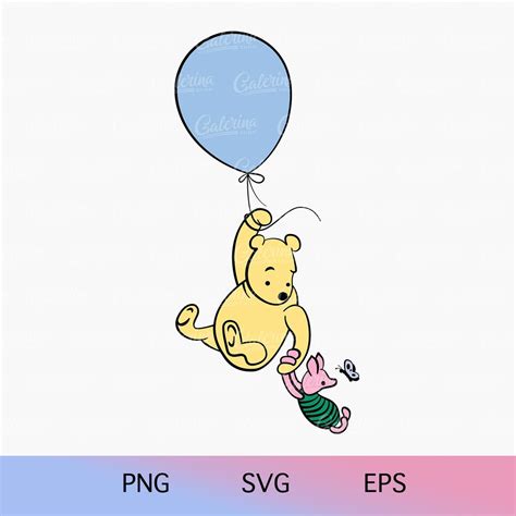 Winnie The Pooh Svg Png Pooh Baby Shower Blue Balloon Classic Pooh