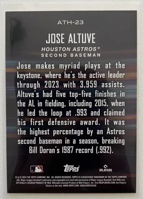 2024 TOPPS SERIES 2 JOSE ALTUVE AUTOUR DE LA CORNE 242 299 INSERT