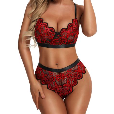 Mortilo Women Lingerie Set Bra And Panty Sets High Waisted Lace Floral