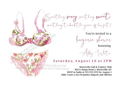 Pink Lingerie Shower Invitation Lingerie Party Invite Etsy