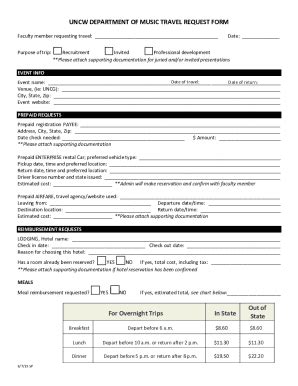 Fillable Online Uncw Department Of Music Travel Request Form Fax Email