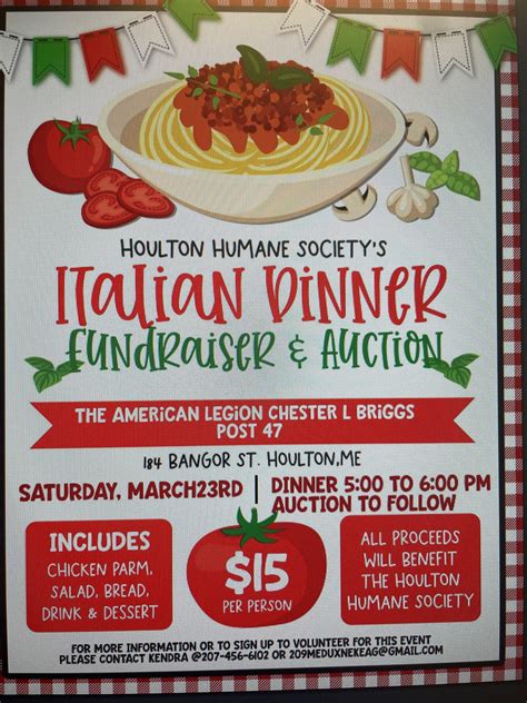 Italian Dinner to benefit Houlton Humane Society – WHOU 100.1 FM