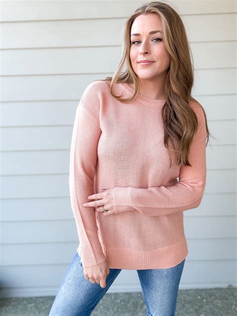 Lightweight Peach Sweater Hello Em Collection