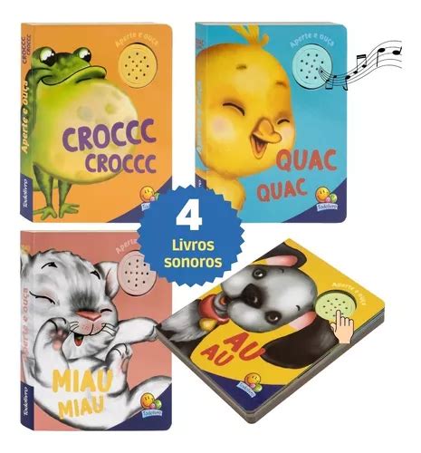 4 Livro Infantil Sonoro Para Crianças Livro Som Animais MercadoLivre