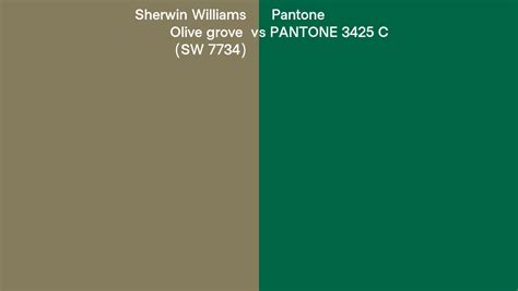 Sherwin Williams Olive Grove SW 7734 Vs Pantone 3425 C Side By Side