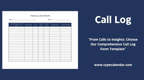 Free Printable Call Log Templates Word Excel Pdf