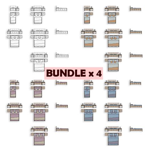 AutoCad Blocks Beds, (Top, Front and Side view). Download.