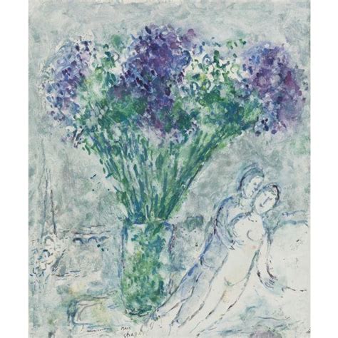 Marc Chagall Bouquet Sur Fond Bleu 1983 Mutualart