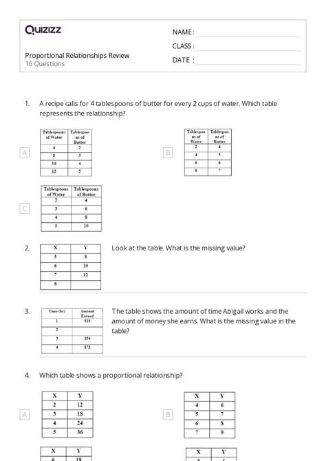 50 Proportional Relationships Worksheets For 6th Grade On Quizizz Free And Printable