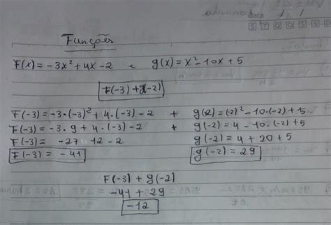 Dadas As Funcoes Determine F X 3x² 4x 2 é G X X² 10x 5 Na