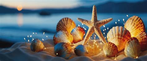 Las Estrellas De Mar Y Las Conchas Los Tesoros Costeros Adornan Las