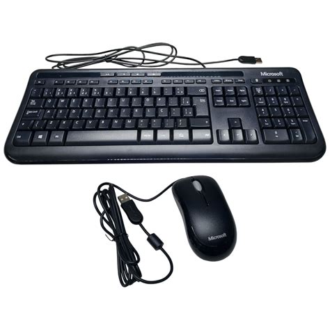 Kit Teclado E Mouse Fio Usb Microsoft Wired Desktop Preto Apb