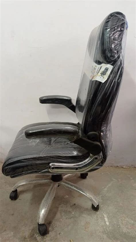 Leather Kazon High Back Director Revolving Chair Fixed Arm Black At