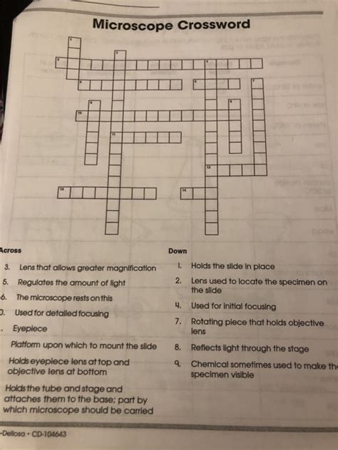 The Microscope Crossword Puzzle : Blank version without word bank 2.