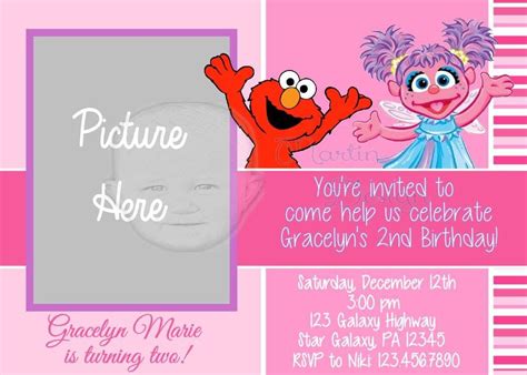 Abby And Elmo Birthday Invitation By Martin Design Can Be Done For Any